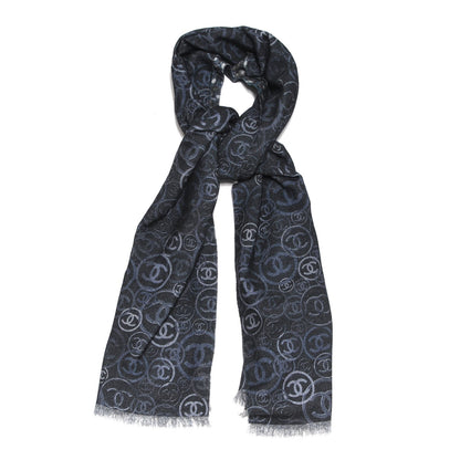 Chanel Cashmere CC Logo Scarf Grey 1 of 4