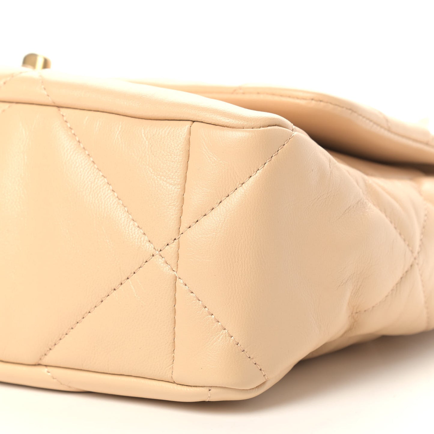 Lambskin Quilted Large Chanel 19 Flap Beige