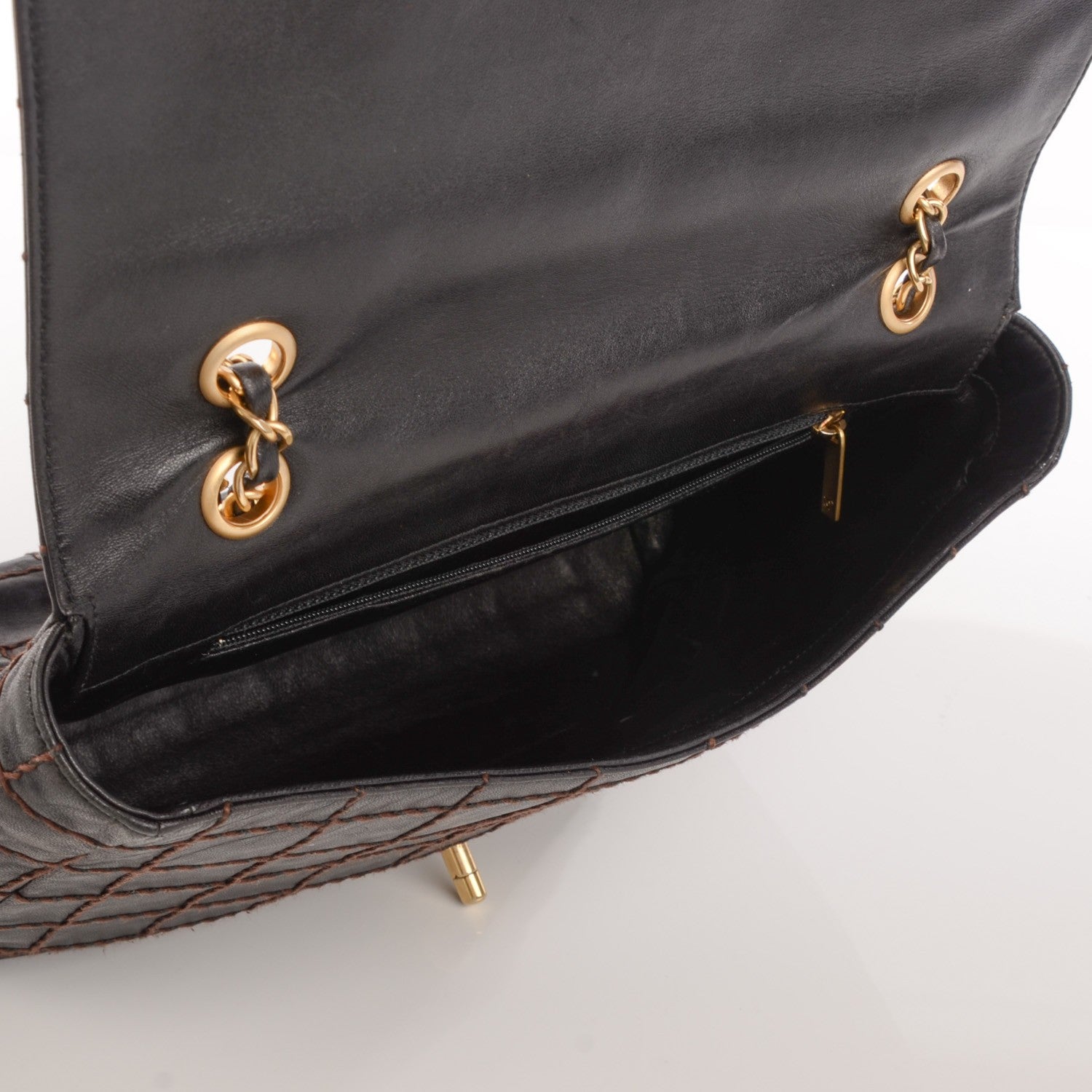 Chanel Lambskin Contrast Stitch Medium Single Flap Black 6 of 9