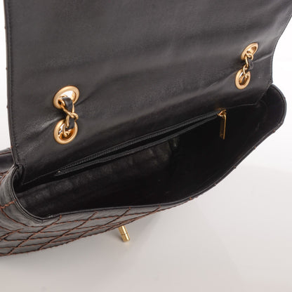 Chanel Lambskin Contrast Stitch Medium Single Flap Black 6 of 9