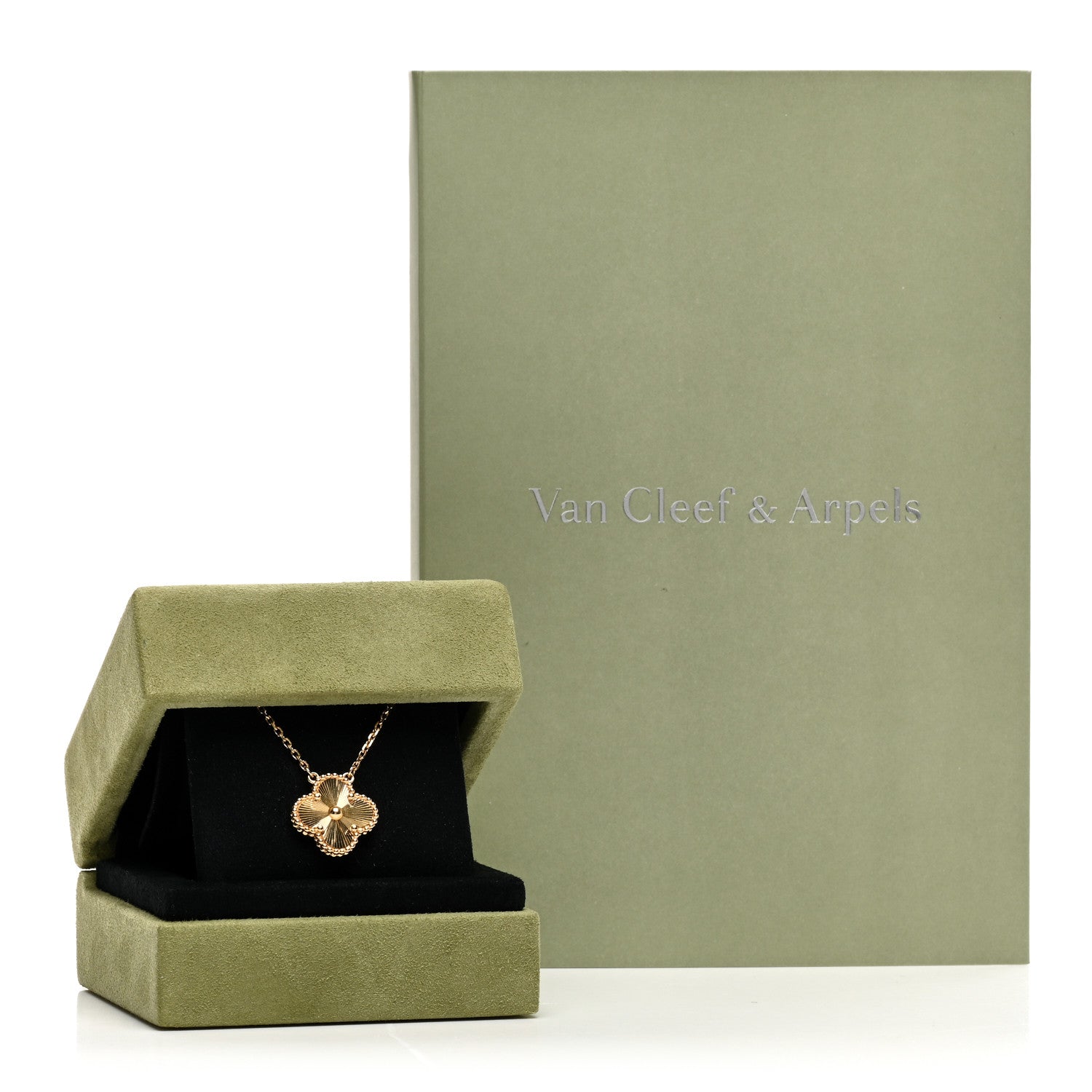 Van Cleef & Arpels 18K Yellow Gold Guilloche Vintage Alhambra Pendant Necklace 6 of 6