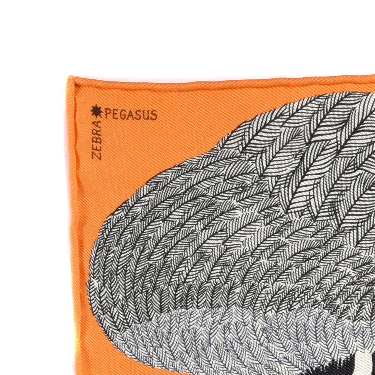 Silk Carre Zebra Pegasus Nano Scarf 20 Orange Vif Black