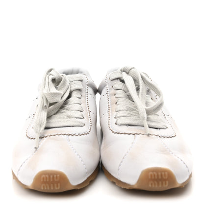Miu Miu Bleached Calfskin Womens Plume Low Top Sneakers 37 White 3 of 8