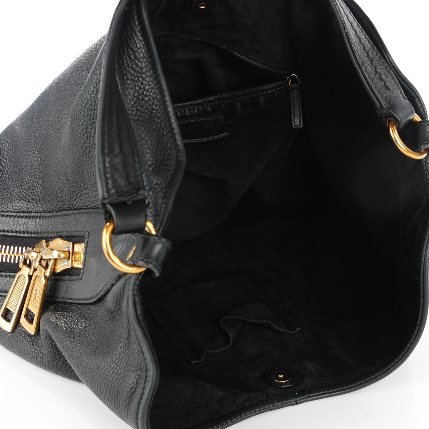 Saint Laurent Calfskin Zip Hobo Black 7 of 8