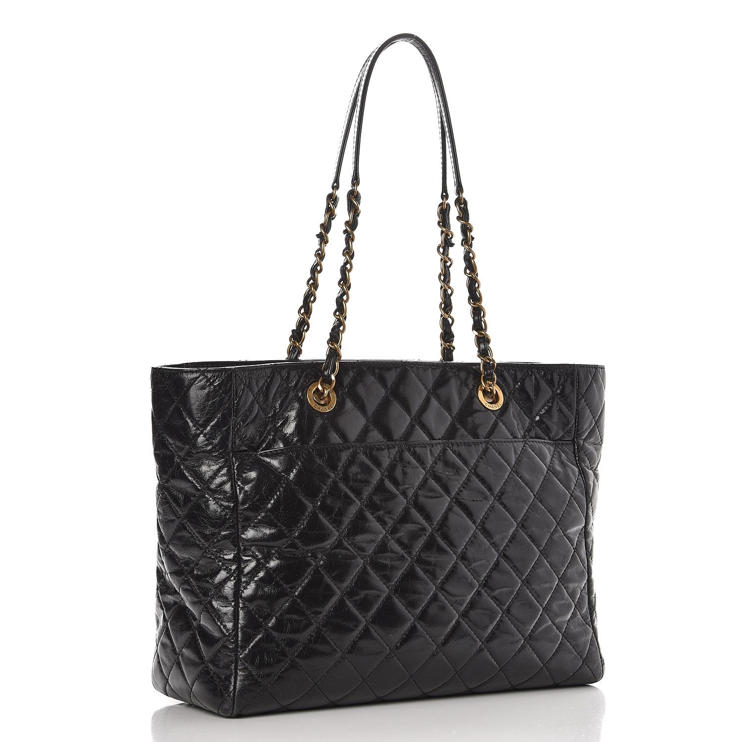Chanel Glazed Calfskin Quilted Large Front Pocket Tote Black 3 of 12