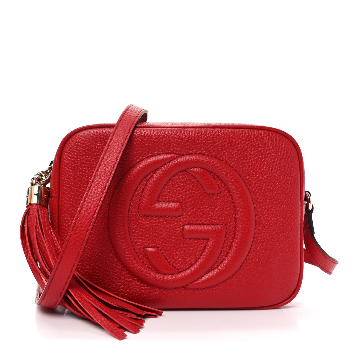 Pebbled Calfskin Small Soho Disco Bag Vibrant Red