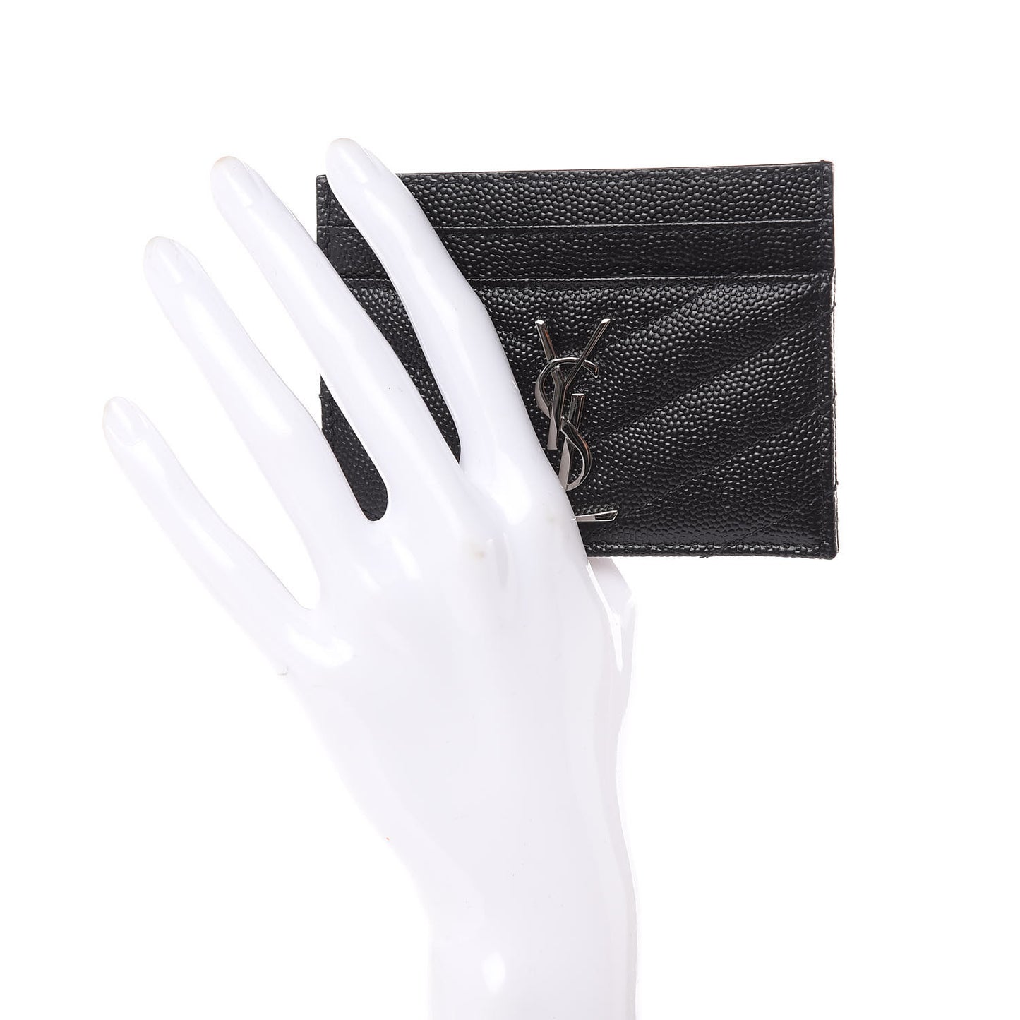 Grain De Poudre Matelasse Chevron Monogram Credit Card Case Black