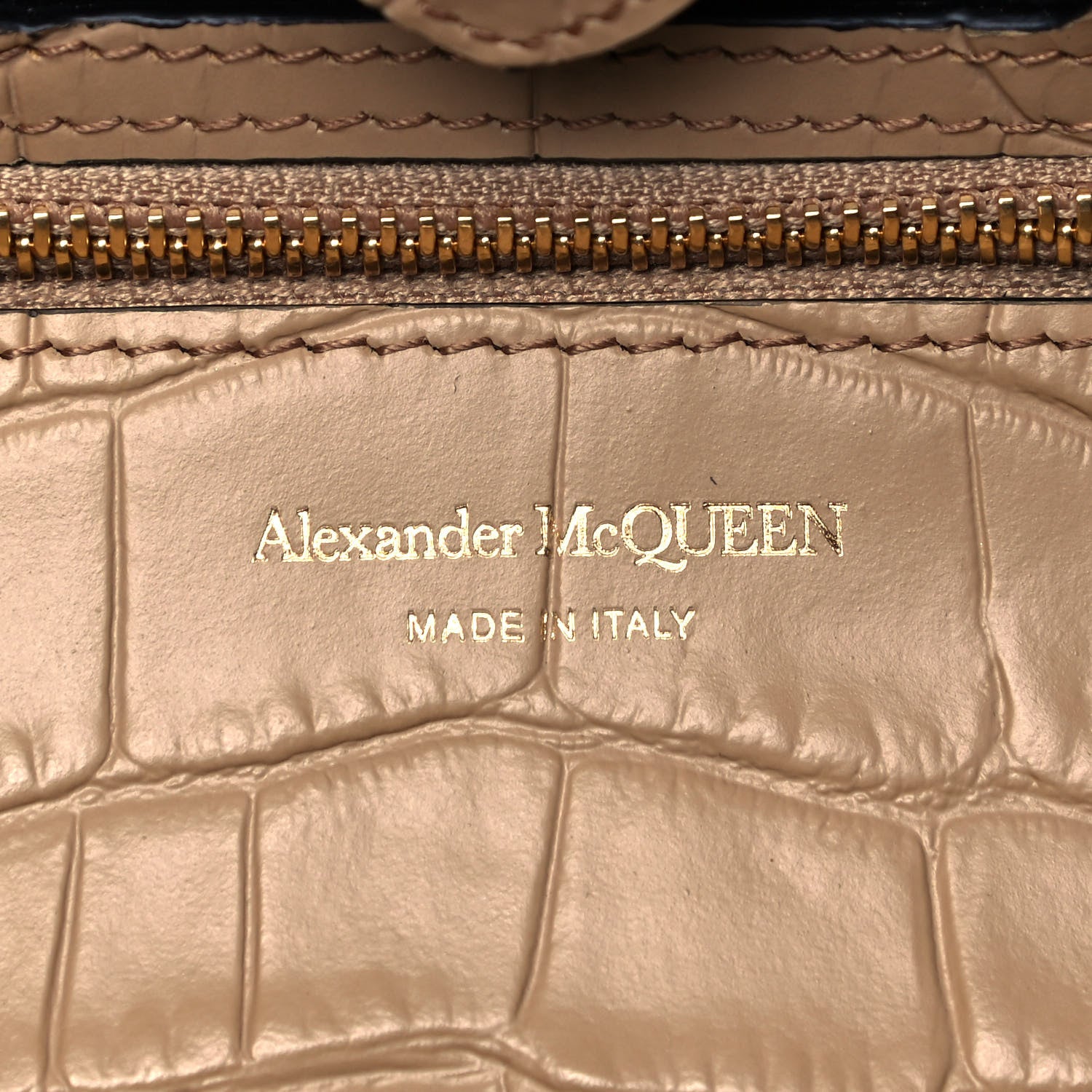 Alexander McQueen Calfskin Crocodile Embossed Mini Shopper Camel 6 of 11
