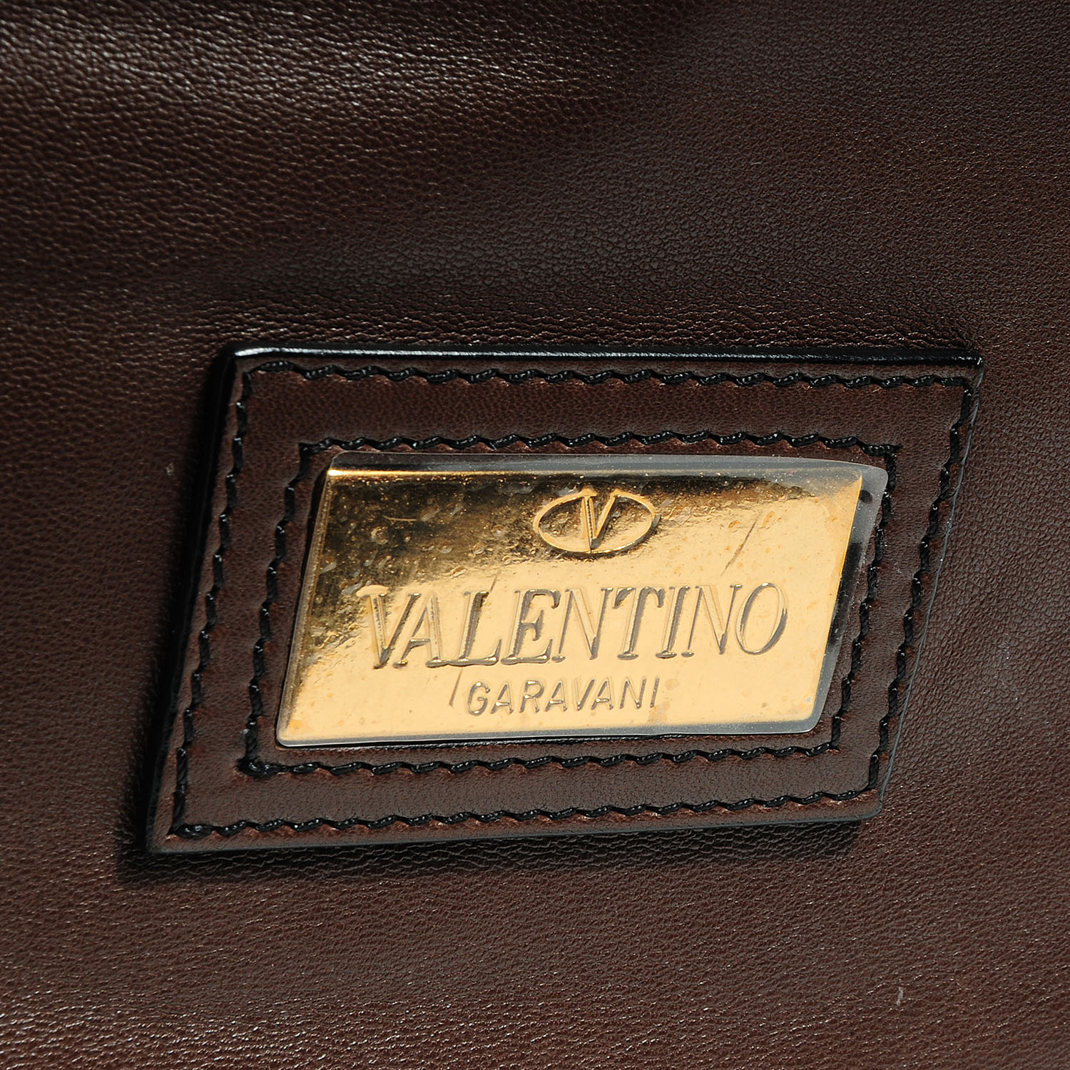 Valentino Garavani Nappa Leather Rose Vertigo Tote Brown 4 of 8