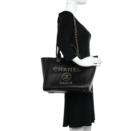 Chanel Caviar Small Studded Deauville Tote Black 2 of 10