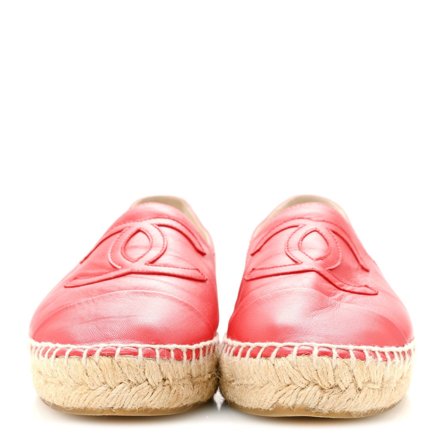 Chanel Lambskin CC Espadrilles 38 Red 3 of 9