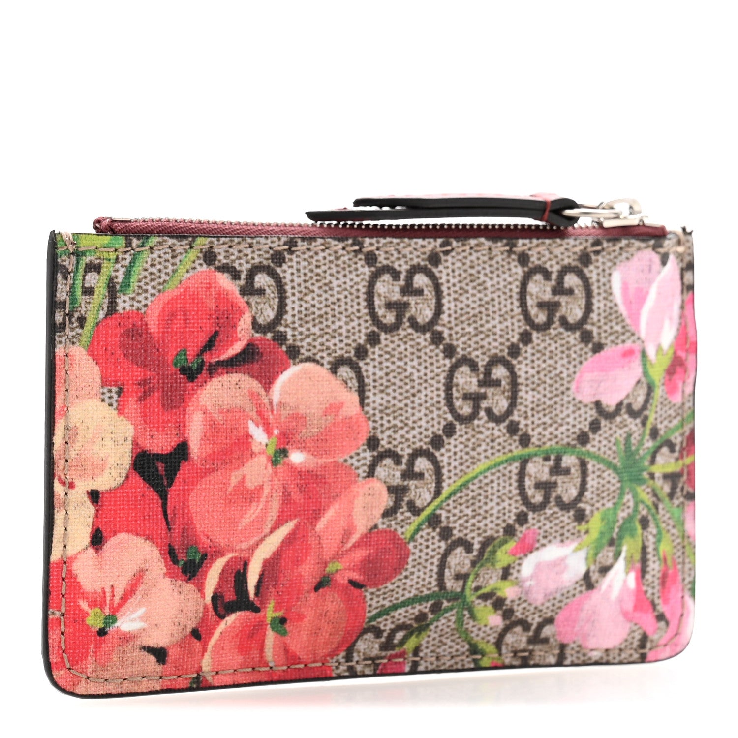 Gucci GG Supreme Monogram Blooms Key Ring Coin Case Beige Multicolor Dry Rose 3 of 9
