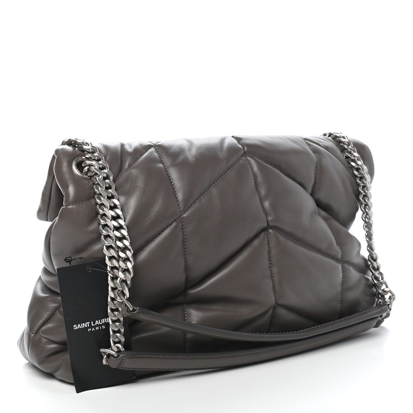 Calfskin Quilted Medium Loulou Puffer Monogram Chain Satchel Concrete