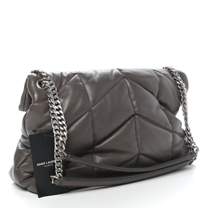 Saint Laurent Calfskin Quilted Medium Loulou Puffer Monogram Chain Satchel Concrete 4 of 10
