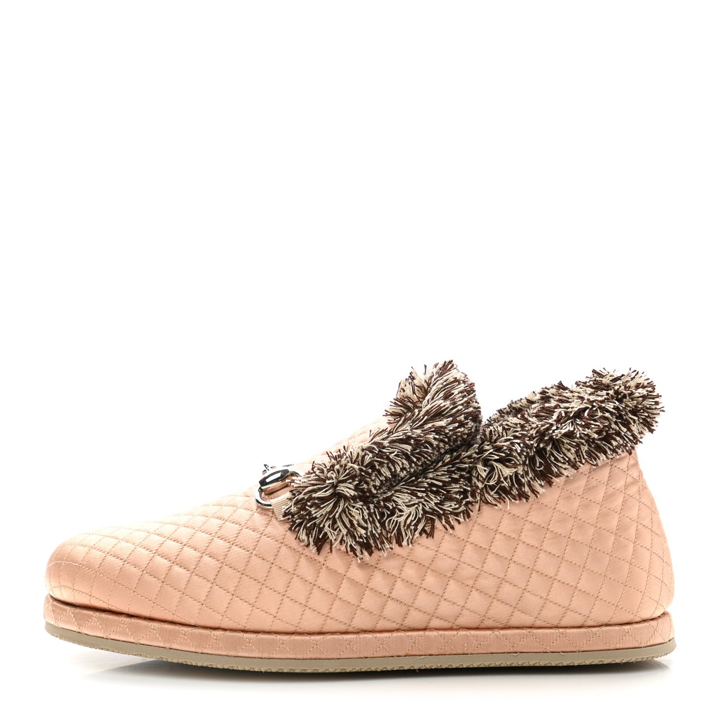 Satin Quilted Womens Fria Horsebit Loafers 37 Apricot Beige