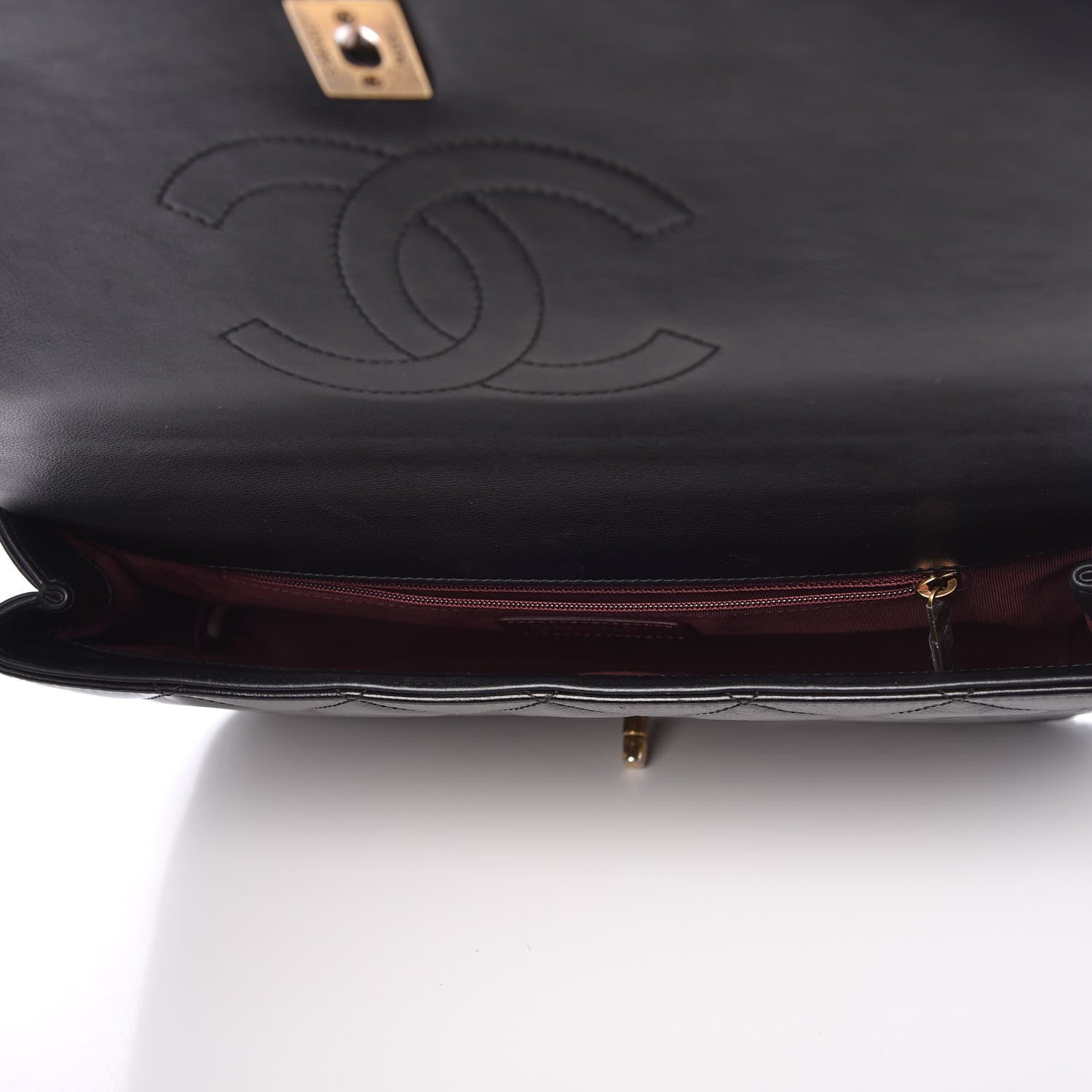 Chanel Calfskin Quilted Gold Bar Flap Black 5 of 10