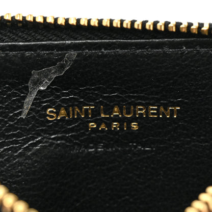 Saint Laurent Monogram Grain de Poudre 5 Fragments Zip Pouch Card Holder Black 6 of 8