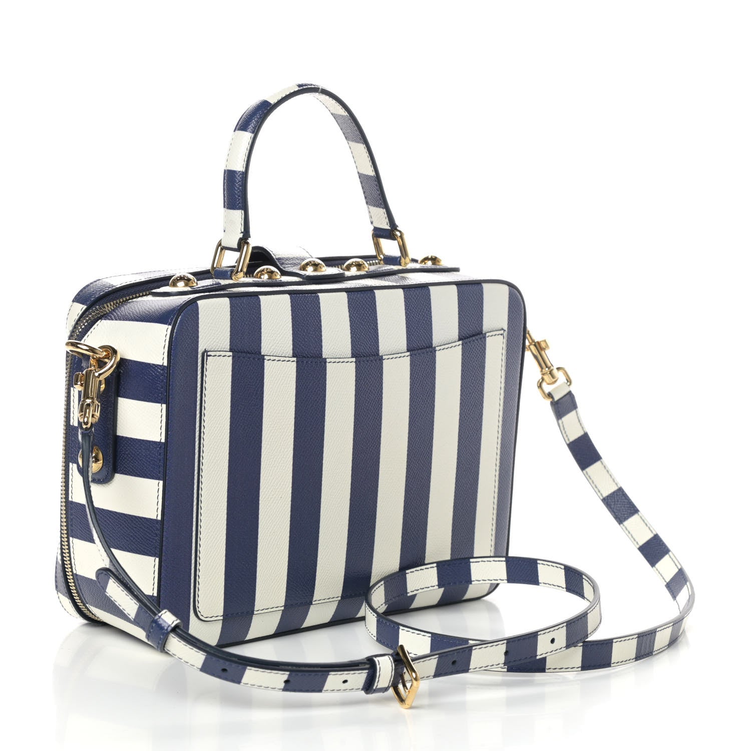 Dolce & Gabbana Dauphine Stripe Box Bag Blue White 3 of 9