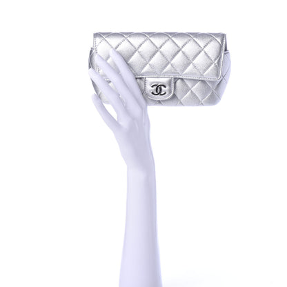 Chanel Metallic Lambskin Quilted Glasses Case With Chain Silver 2 of 9