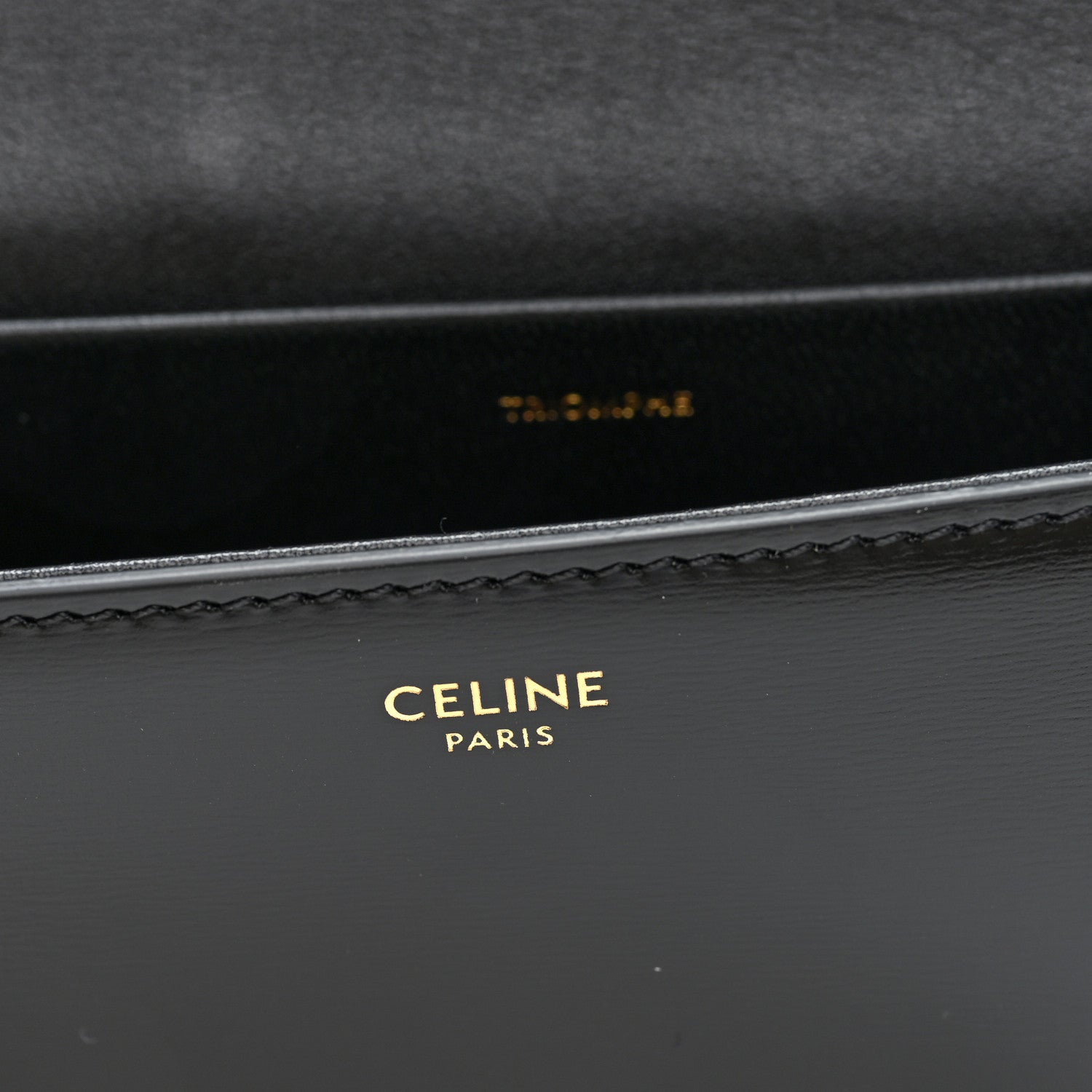 Celine Shiny Calfskin Triomphe Studded Chain Shoulder Bag Black 6 of 9