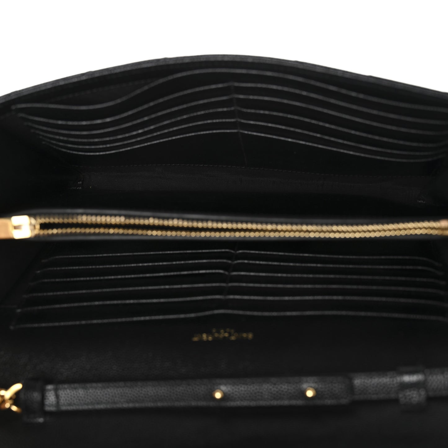 Grain De Poudre Matelasse Chevron Monogram Chain Wallet Black