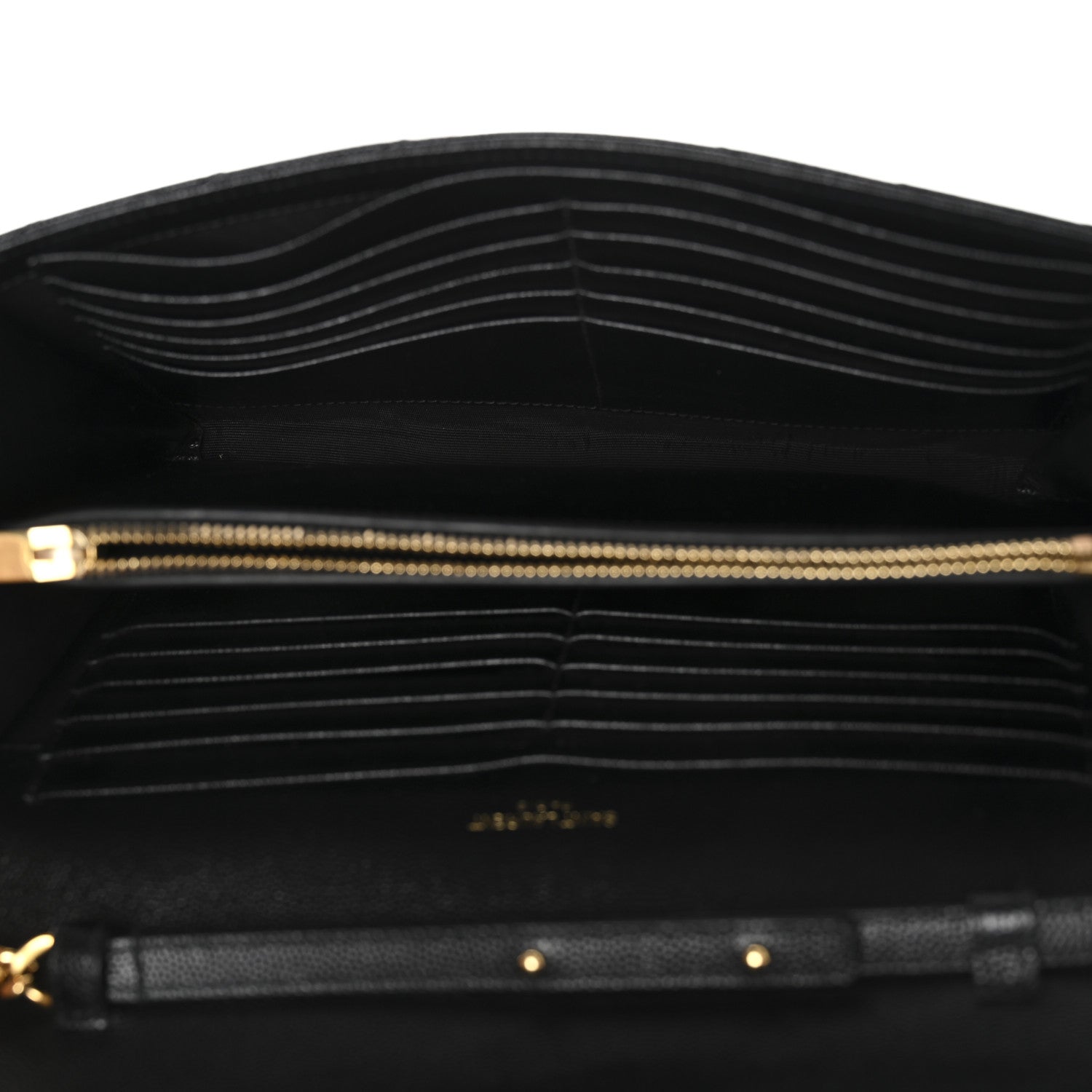 Saint Laurent Grain De Poudre Matelasse Chevron Monogram Chain Wallet Black 5 of 11