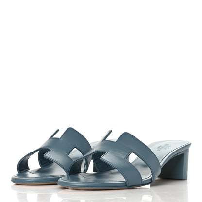 Hermes Calfskin Oasis Sandals 36 Bleu Velvet 2 of 8