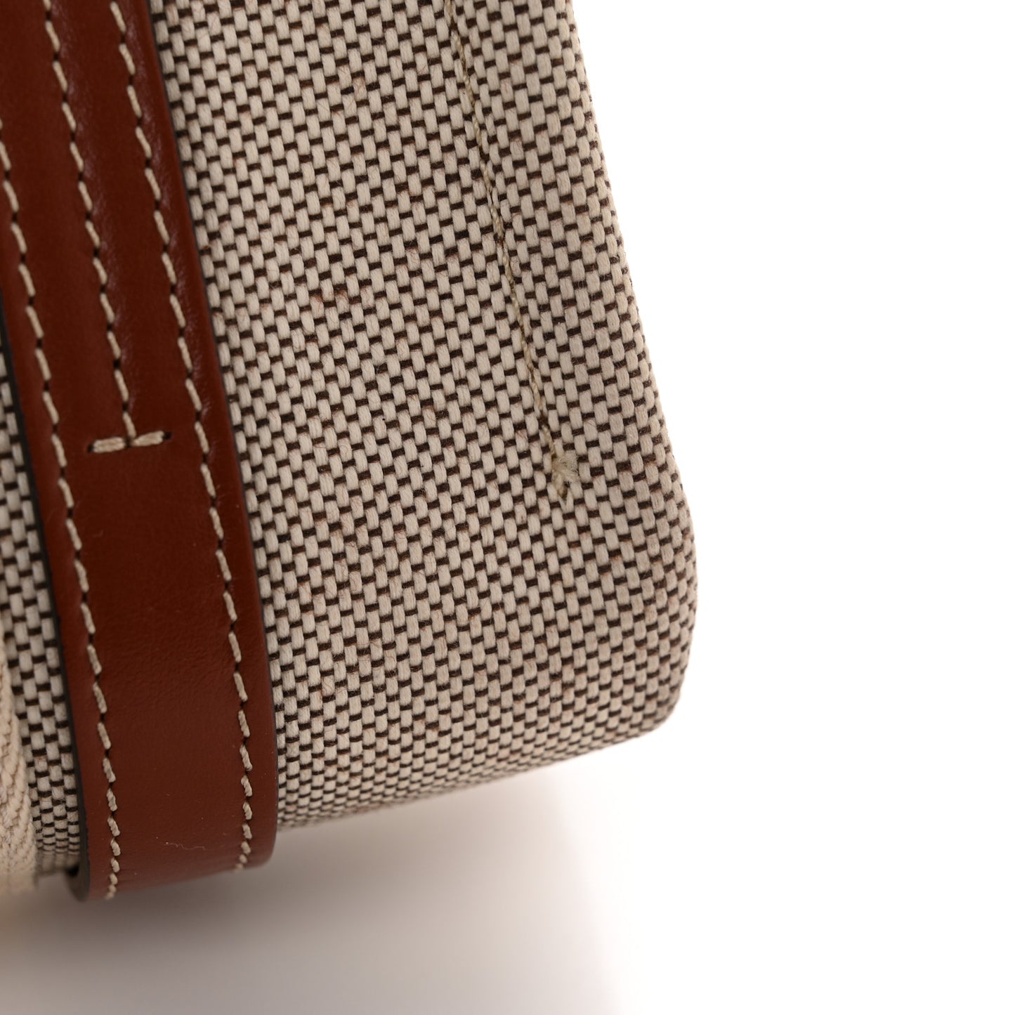 Cotton Calfskin Small Woody Ribbon Tote With Strap White Brown