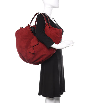 Valentino Garavani Suede Bow Hobo Dark Red 2 of 9