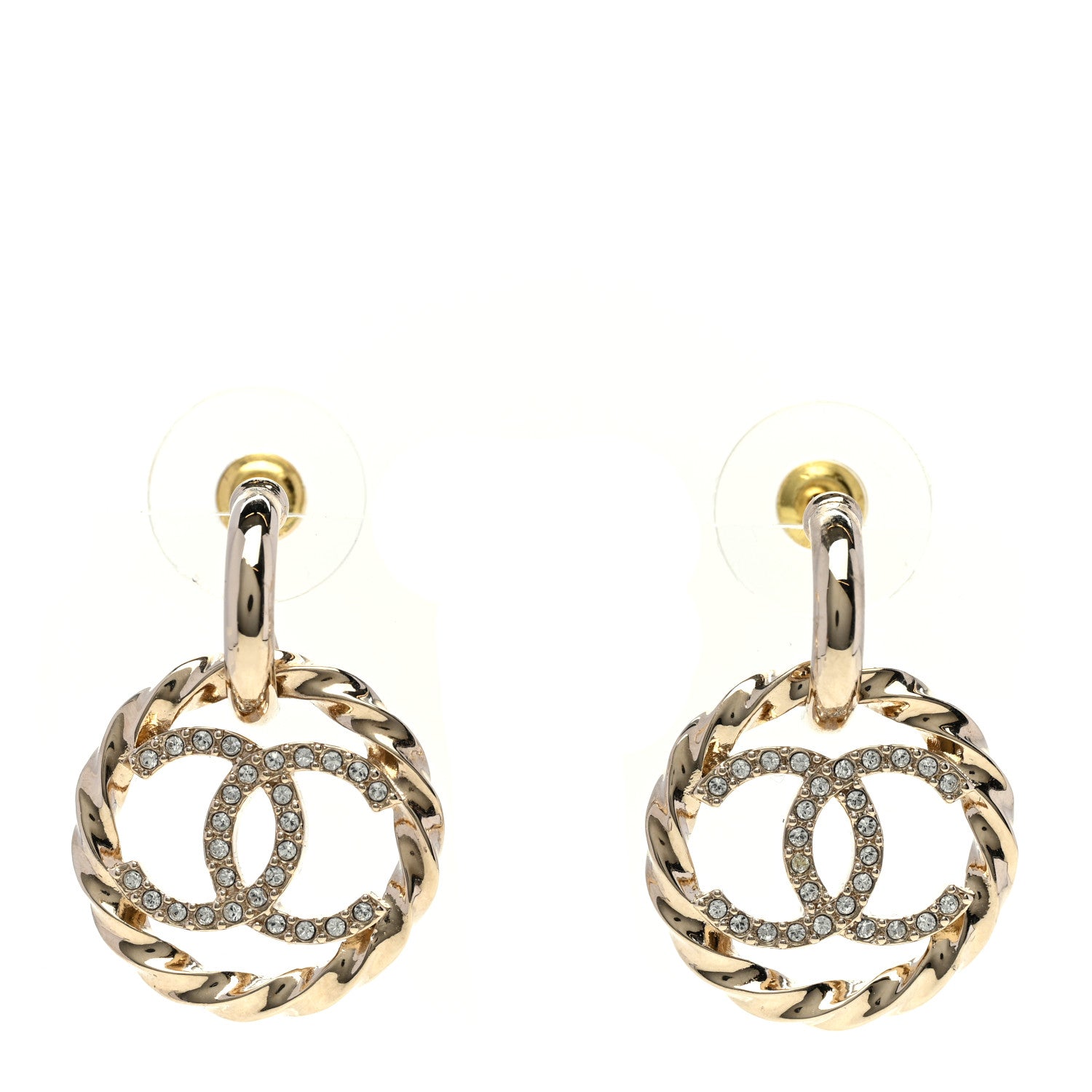 Chanel Twist Crystal CC Drop Earrings Gold 1 of 5