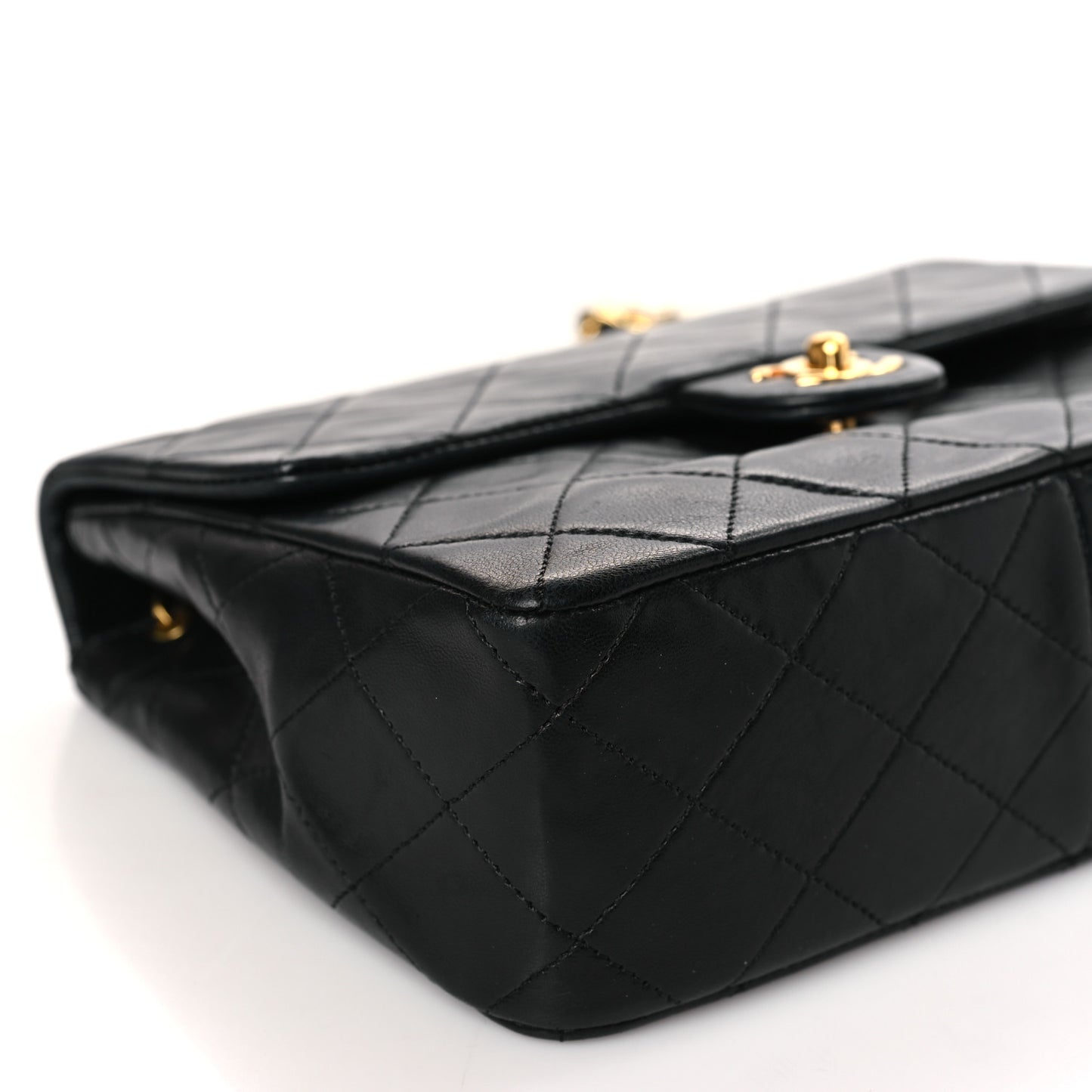Lambskin Quilted Mini Square Flap Black