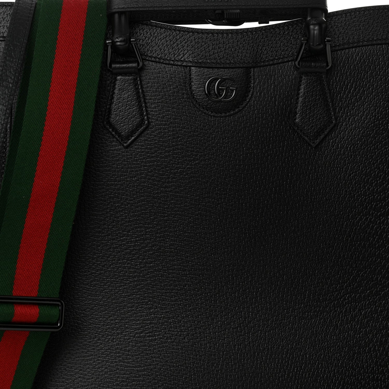 Gucci Textured Dollar Calfskin Web Monochrome Large Diana Tote Bag Black 8 of 11
