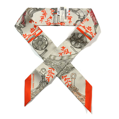 Hermes Silk Etriers Remix Twilly Verveine Orange Kaki 1 of 4