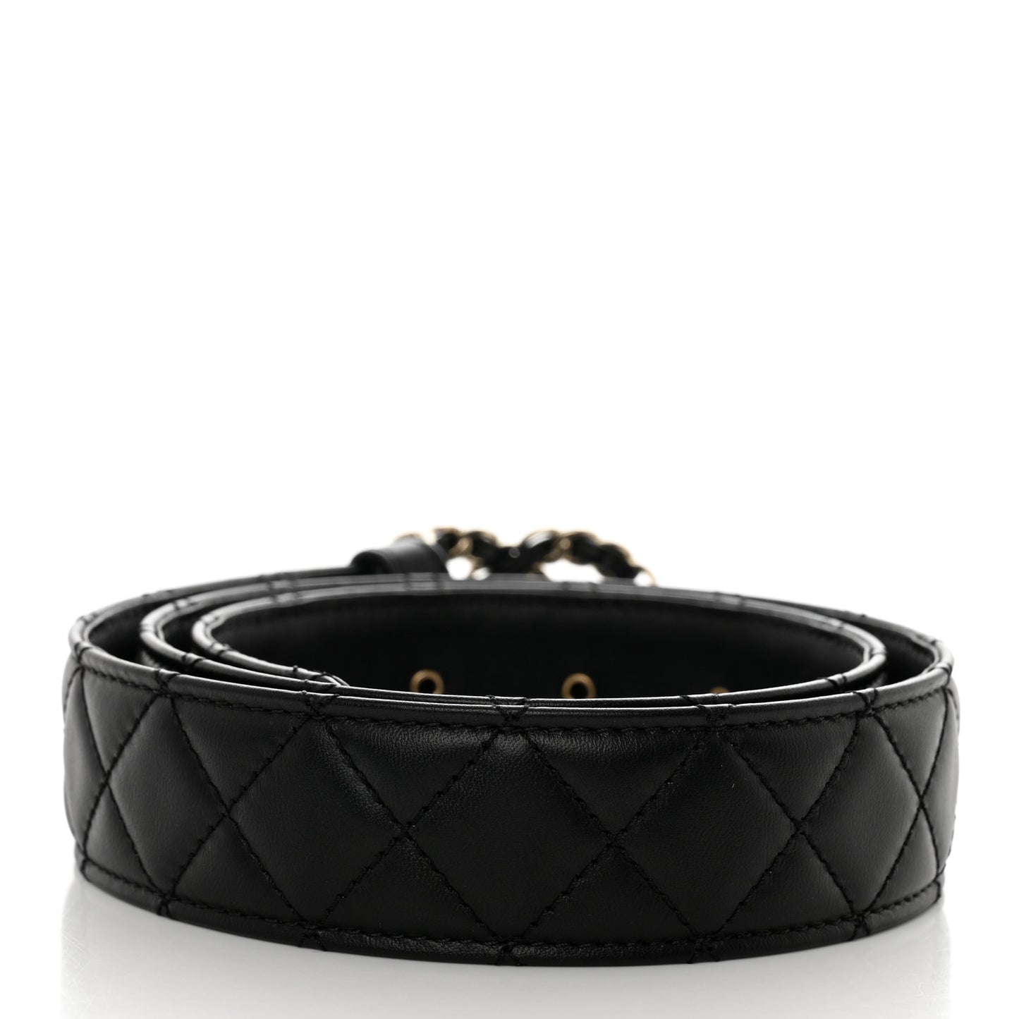 Calfskin Quilted CC Chain Belt 75/30 Black