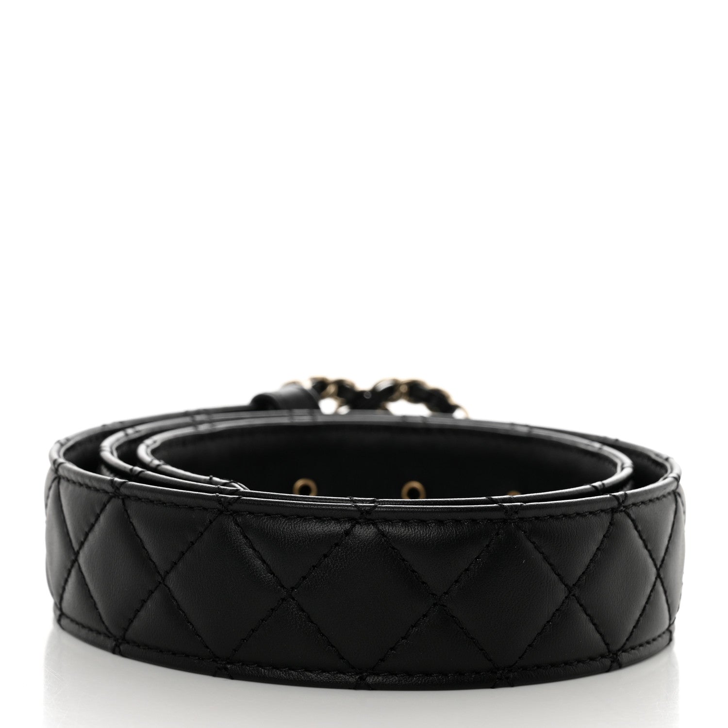 Chanel Calfskin Quilted CC Chain Belt 75/30 Black 2 of 9