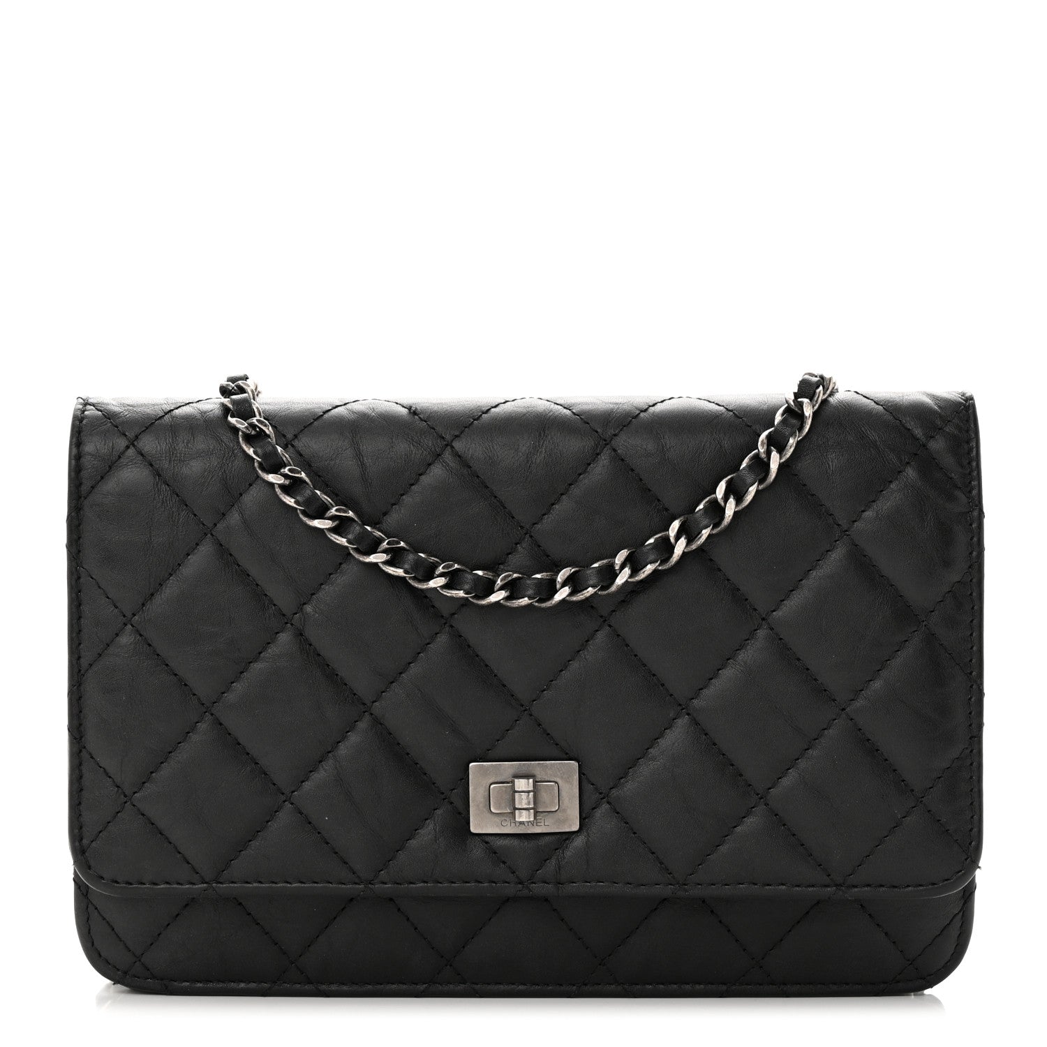 Chanel Aged Calfskin Reissue Wallet On Chain WOC Black 1 of 17