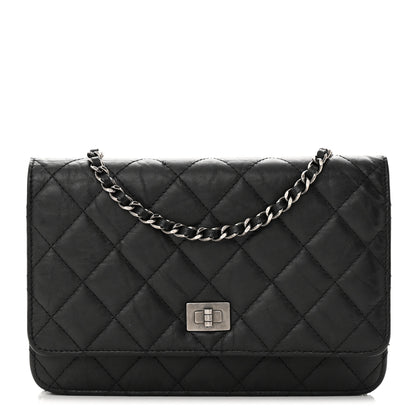 Chanel Aged Calfskin Reissue Wallet On Chain WOC Black 1 of 17