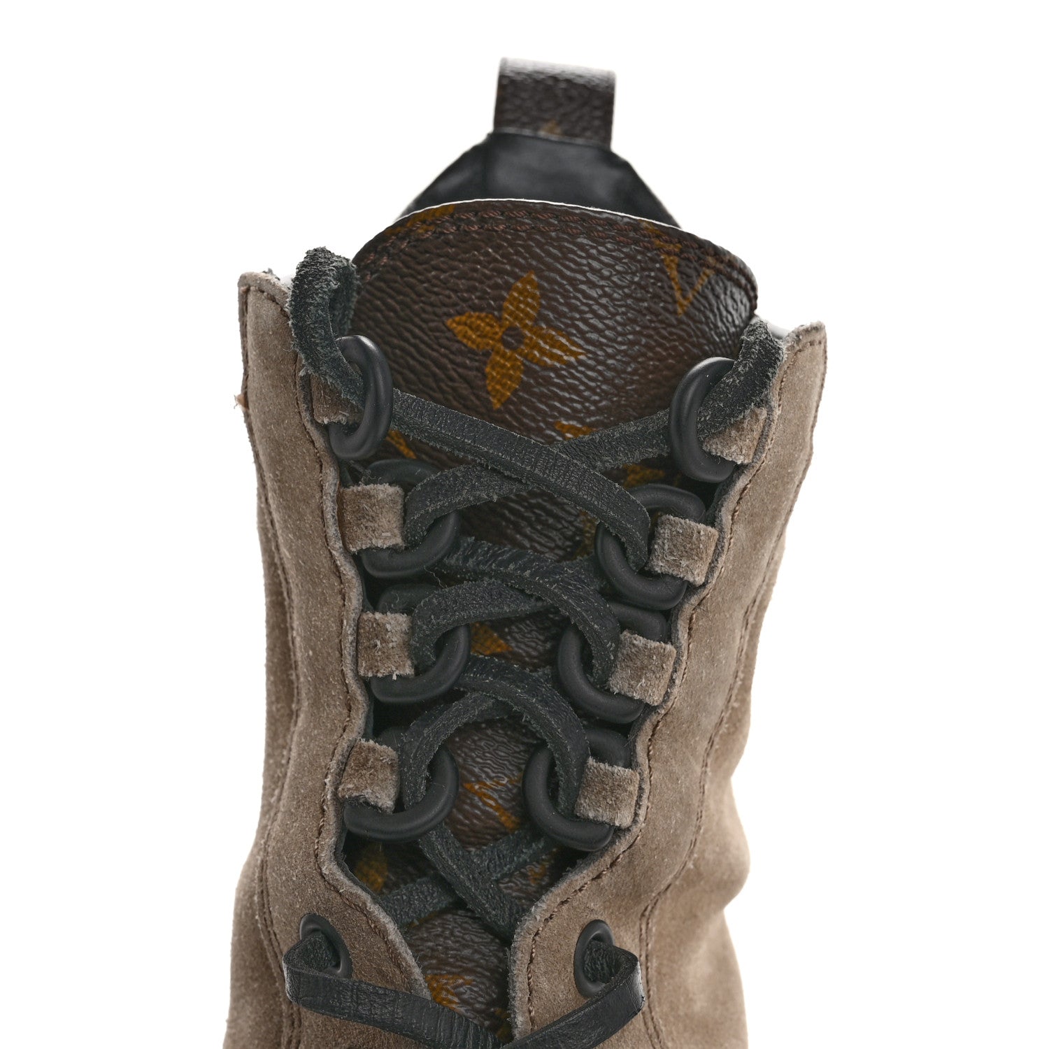 Louis Vuitton Suede Calfskin Monogram Laureate Platform Desert Boots 37.5 Taupe 10 of 15
