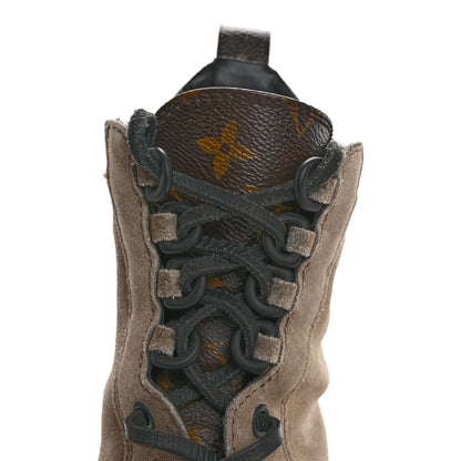Louis Vuitton Suede Calfskin Monogram Laureate Platform Desert Boots 37.5 Taupe 10 of 15