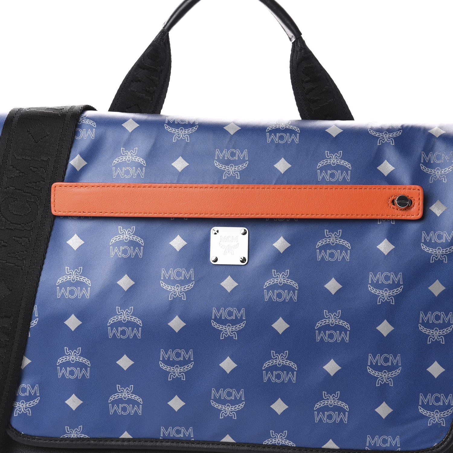 MCM Visetos Large Messenger Bag Estate Blue 7 of 9
