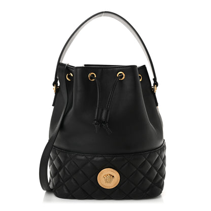 Versace Nappa Quilted Medusa Top Handle Bucket Bag Black 1 of 9