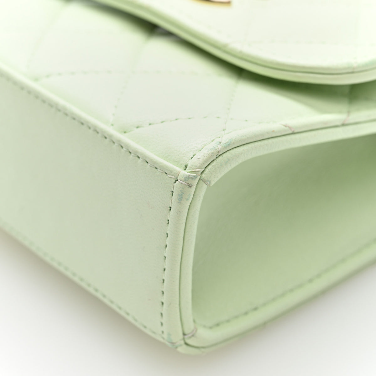 Lambskin Quilted Mini Trendy CC Chain Wallet Light Green