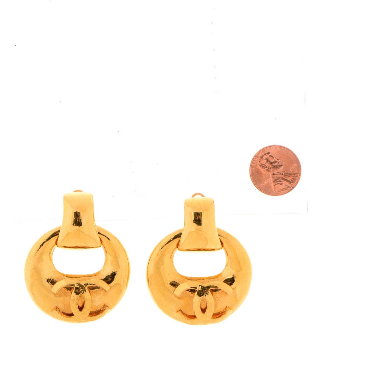 Hoop CC Clip On Earrings Gold