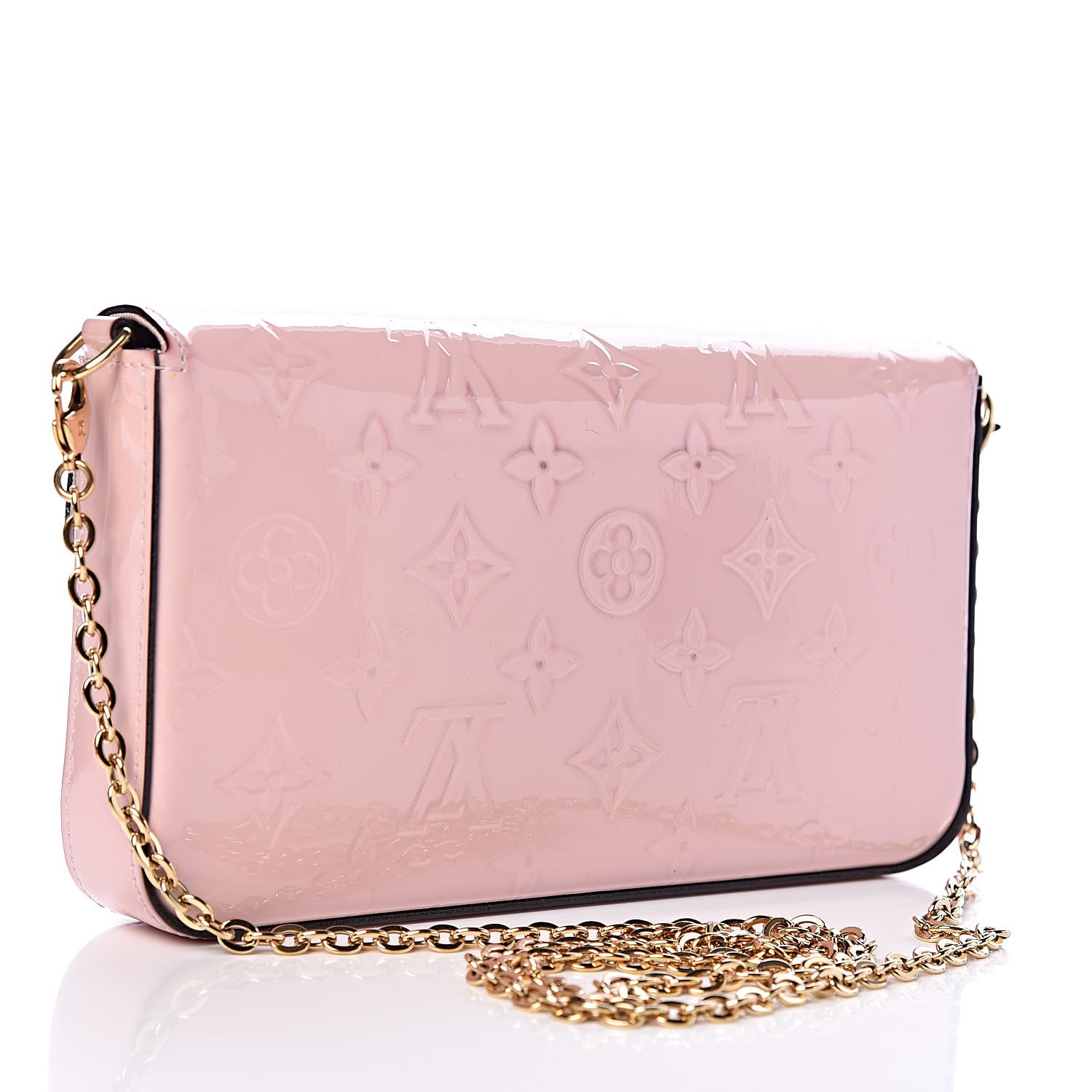 Louis Vuitton Vernis Felicie Chain Wallet Rose Ballerine 3 of 15