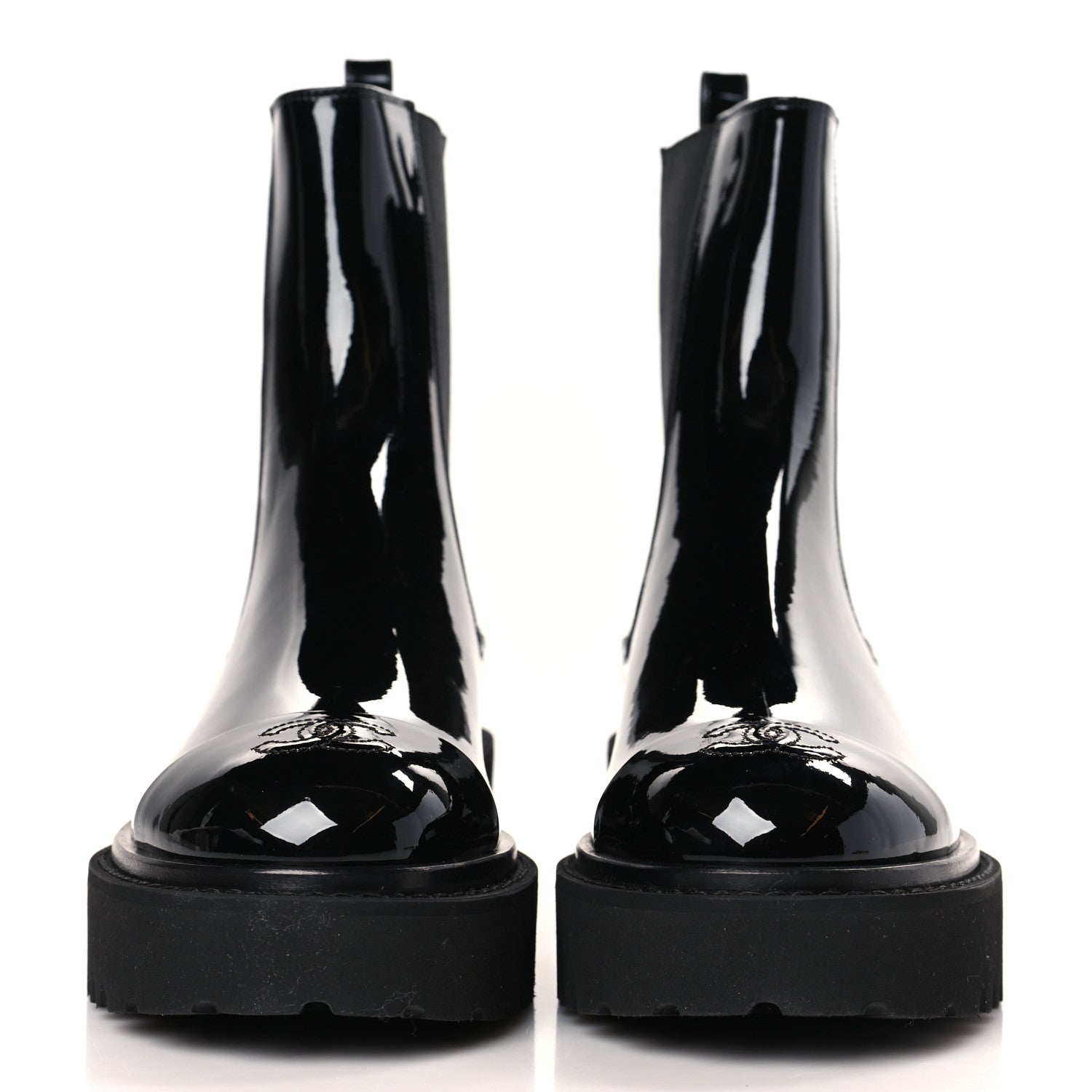 Chanel Patent Cap Toe Short Boots 38 Black 2 of 9