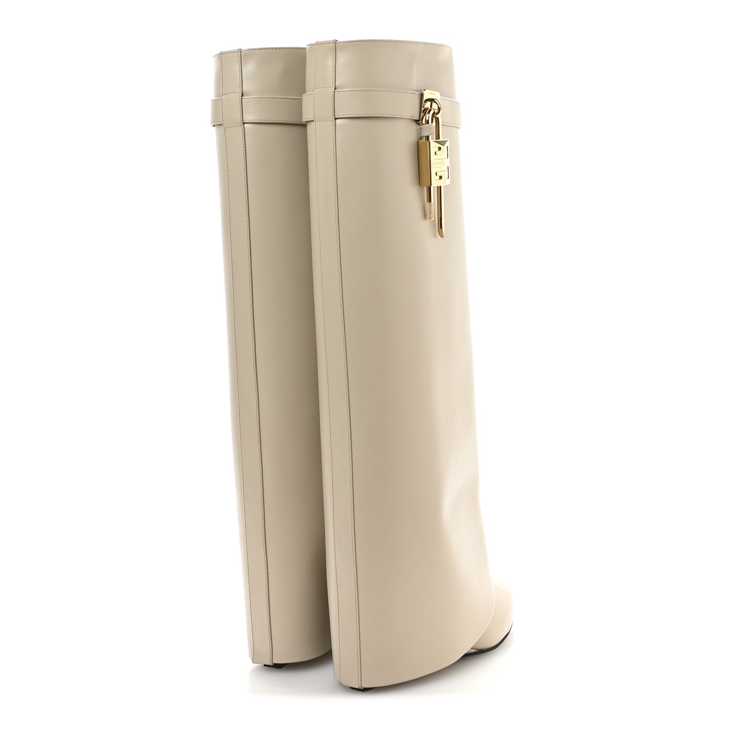 Givenchy Box Calfskin Shark Lock Pant Boots 38.5 Natural Beige 5 of 8