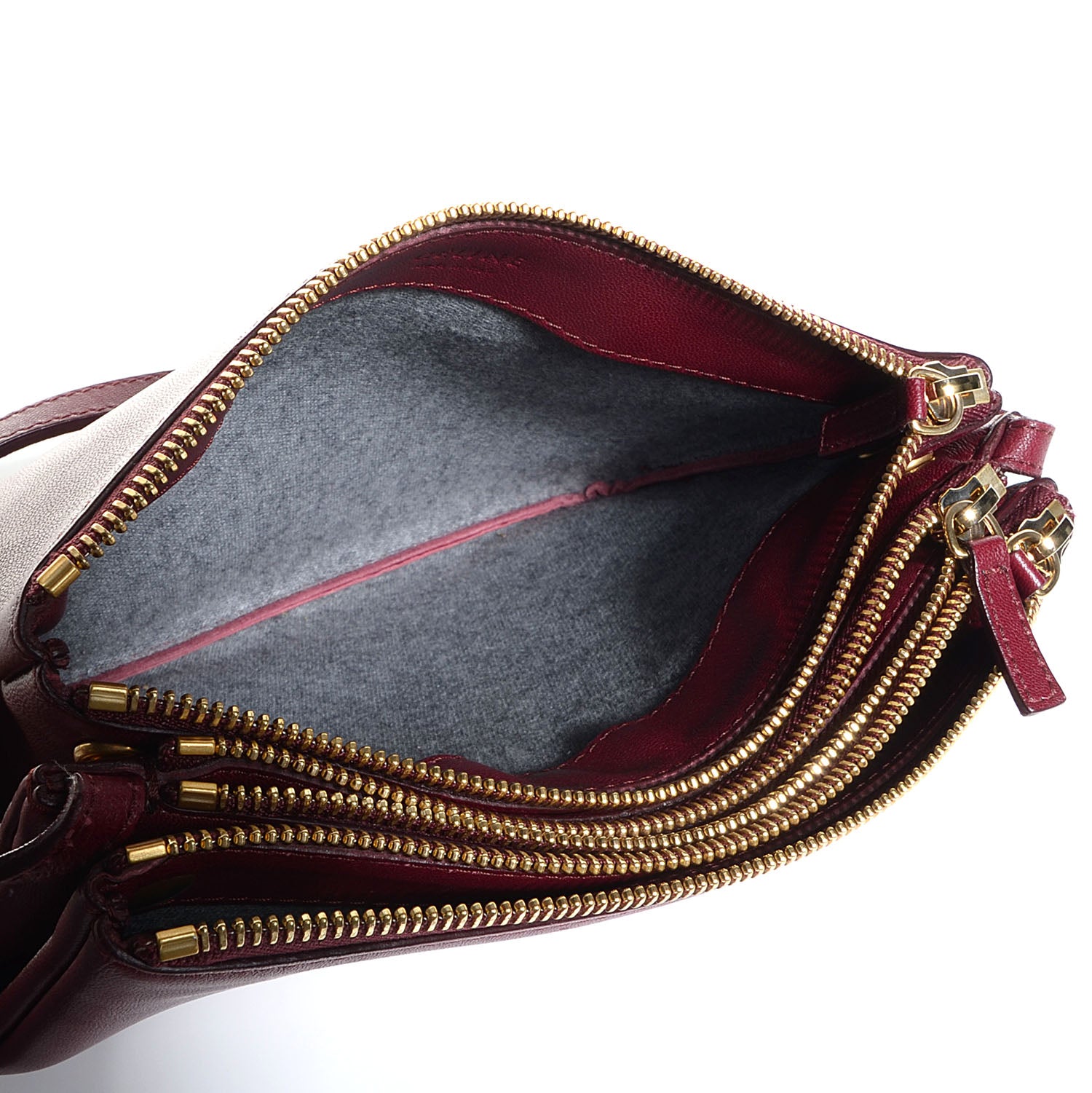 Celine Lambskin Small Trio Crossbody Bag Burgundy 5 of 7