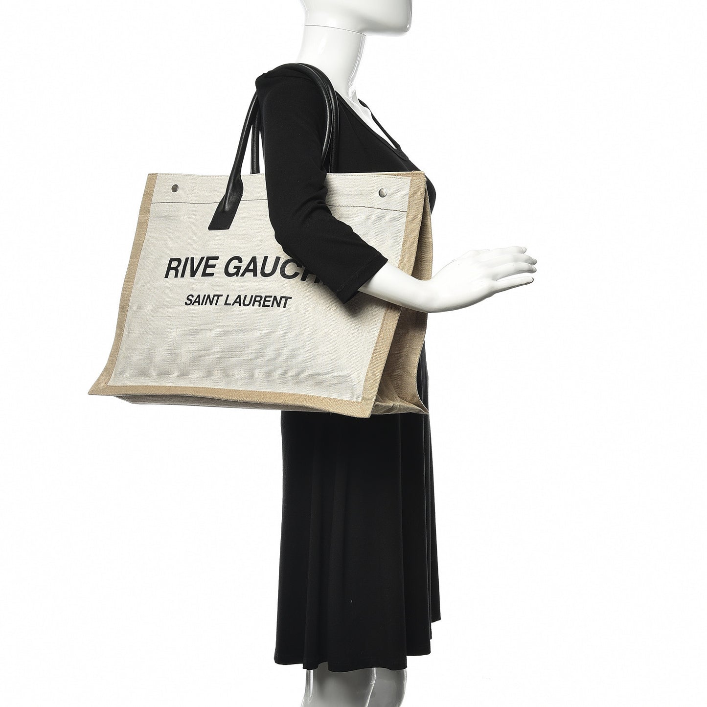 Linen Calfskin Rive Gauche Tote Optic White