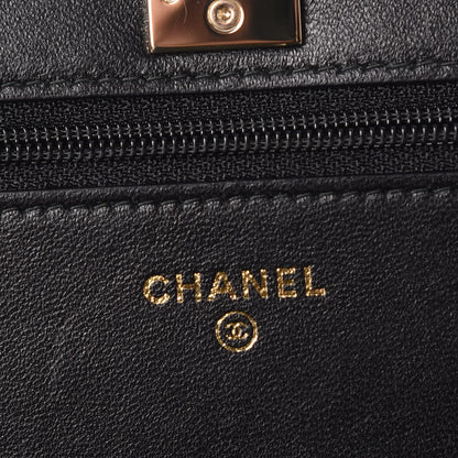Chanel Lambskin Chevron Quilted Trendy CC Wallet On Chain WOC Black 7 of 9