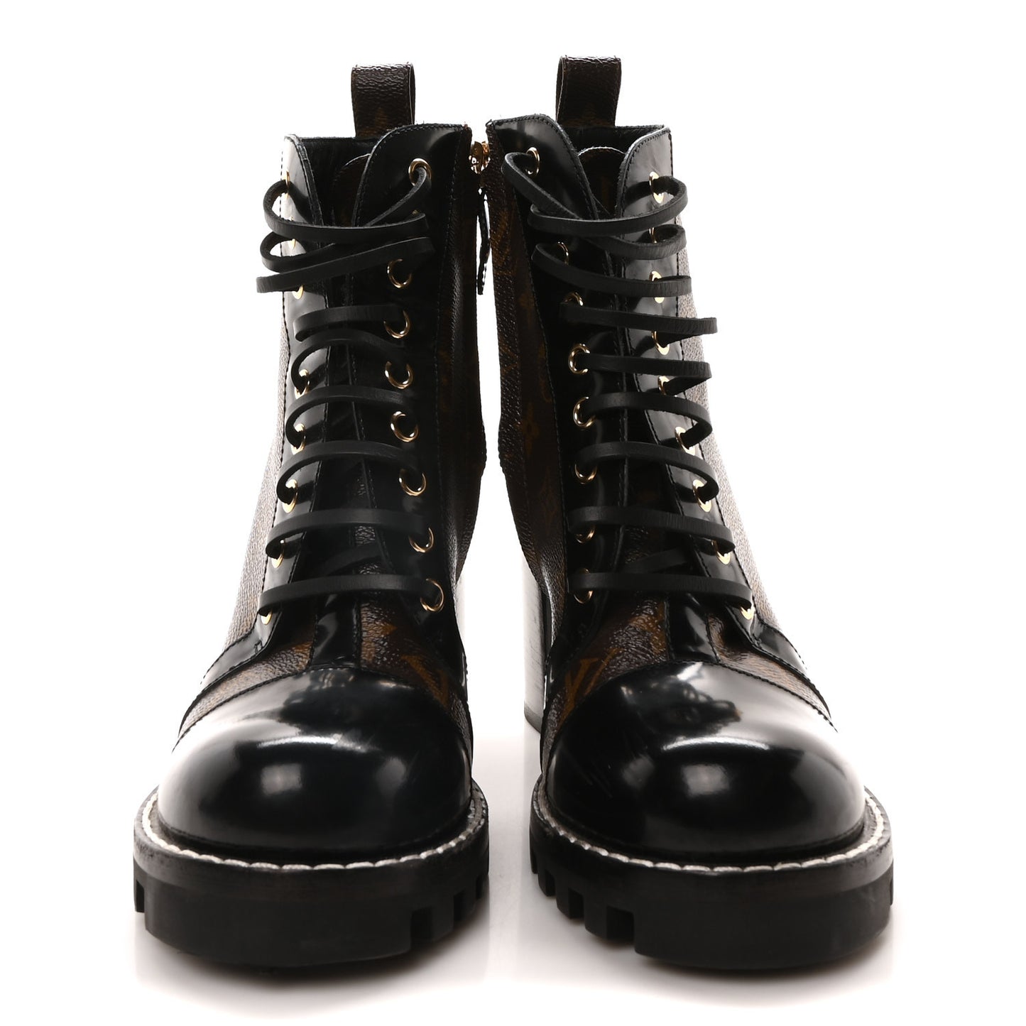 Patent Calfskin Monogram Star Trail Ankle Boots 38 Black